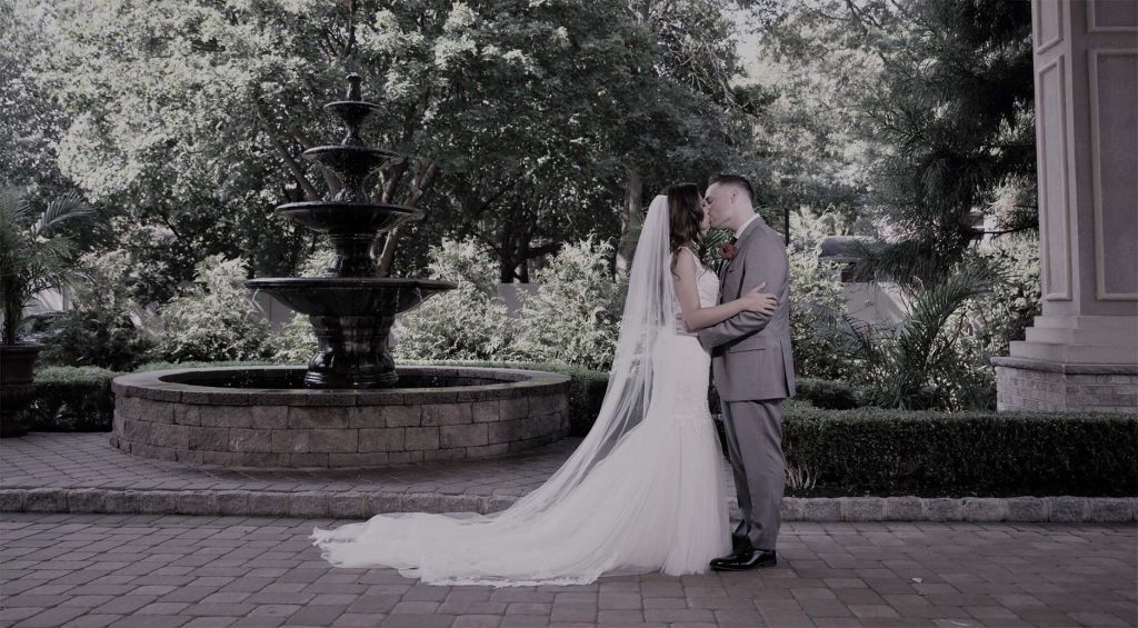 Married couple kissing