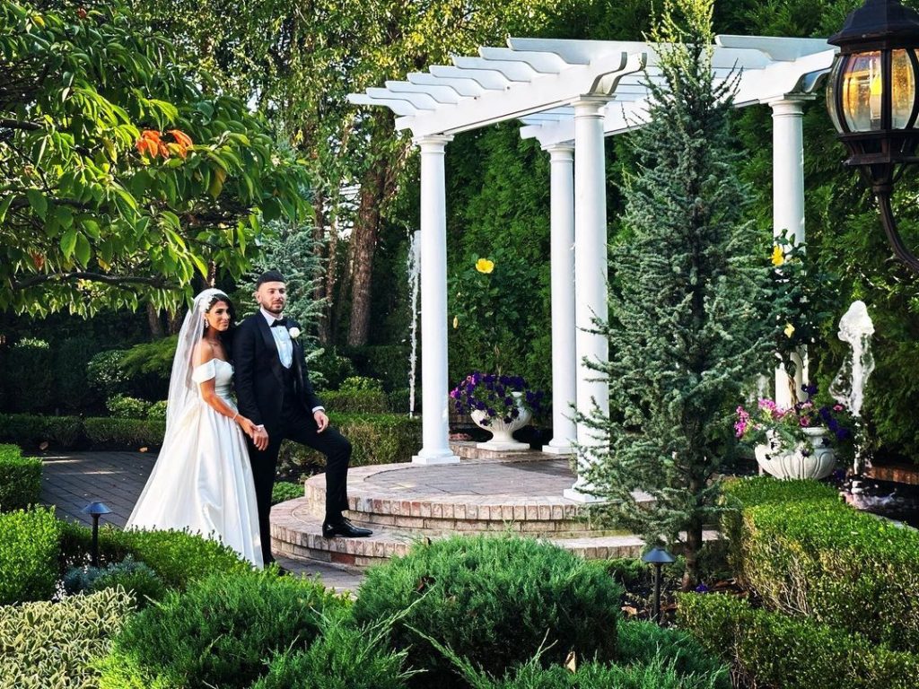 Newlyweds pose for picture